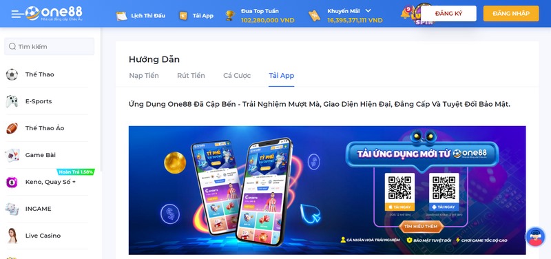 68gamebai reviews Nhà cái ONE88 cho phép người chơi tải về điện thoại